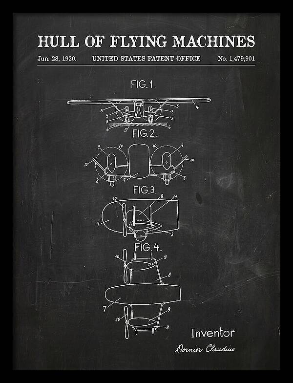 Flying Boat Hull Chalkboard Patent Us1479901