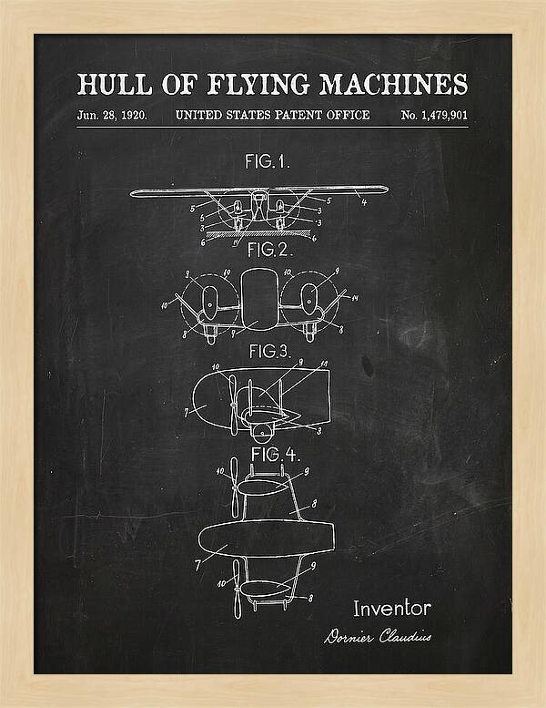 Flying Boat Hull Chalkboard Patent Us1479901
