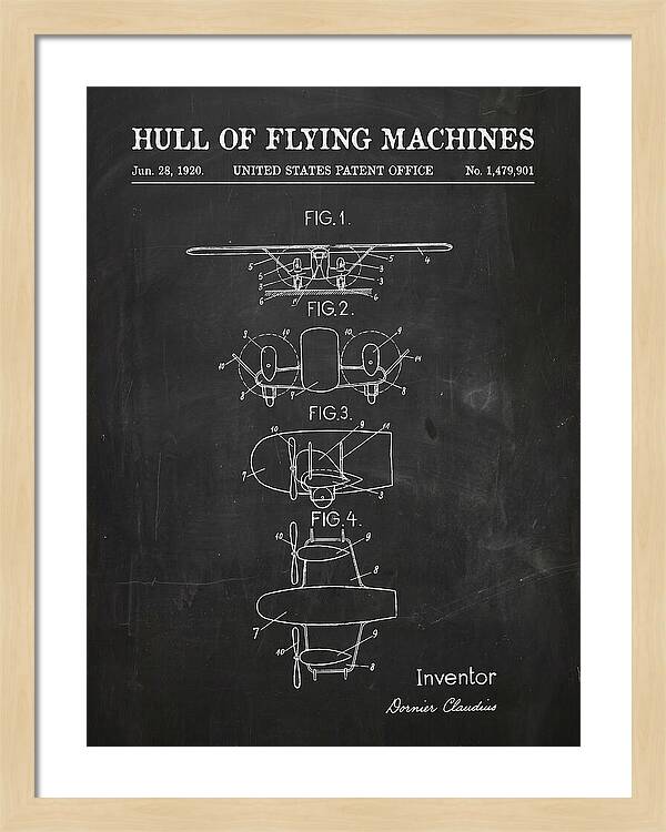 Flying Boat Hull Chalkboard Patent Us1479901