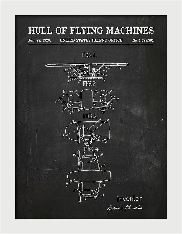 Flying Boat Hull Chalkboard Patent Us1479901