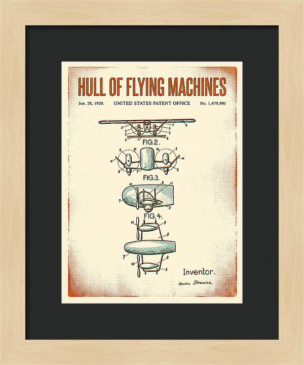 Flying Boat Hull Retro Patent Us1479901