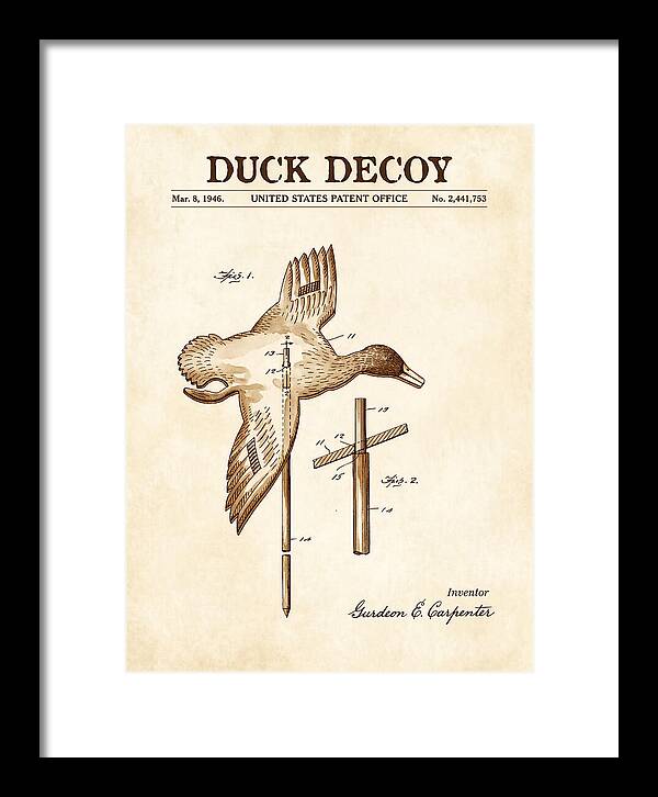 Flying Duck Decoy Watercolor Patent Us2441753a