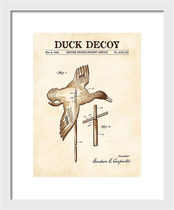 Flying Duck Decoy Watercolor Patent Us2441753a