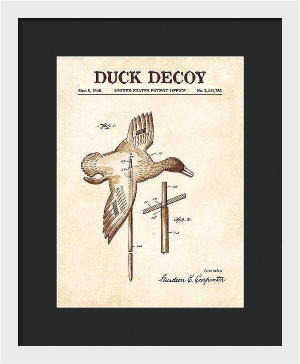 Flying Duck Decoy Watercolor Patent Us2441753a