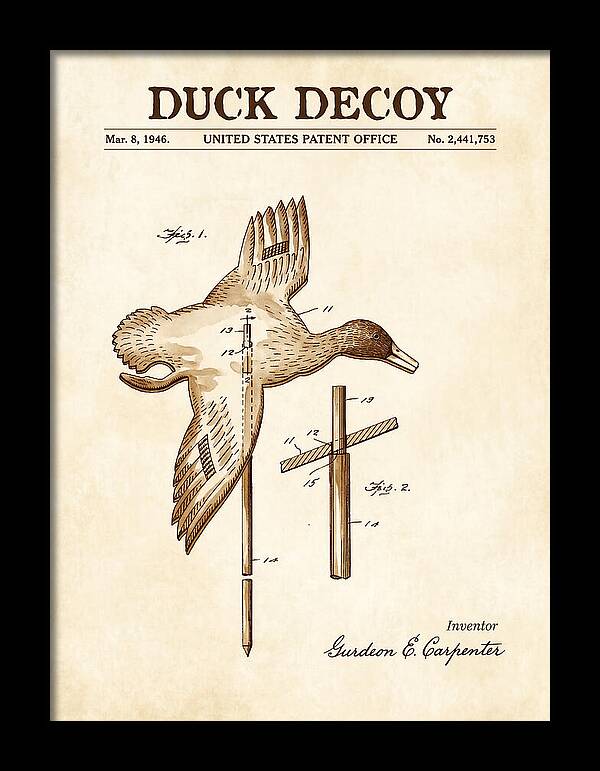 Flying Duck Decoy Watercolor Patent Us2441753a