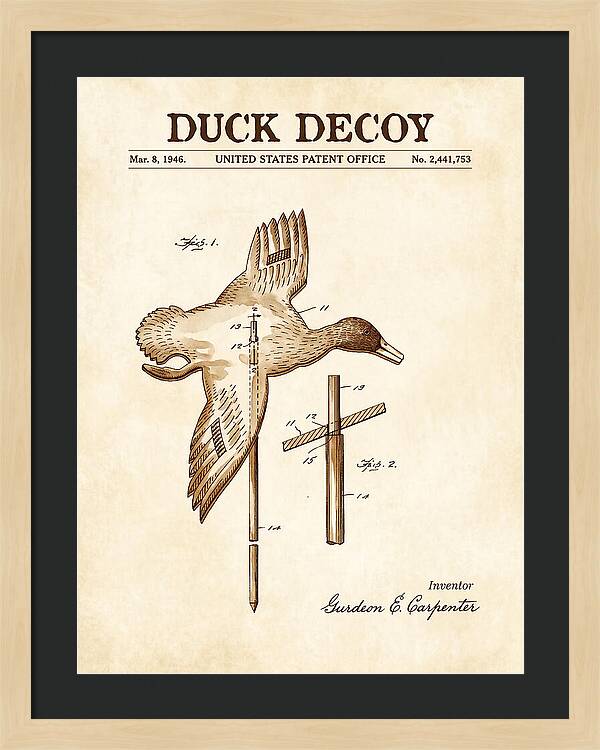 Flying Duck Decoy Watercolor Patent Us2441753a