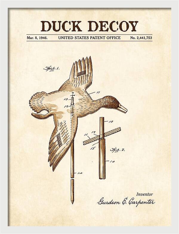 Flying Duck Decoy Watercolor Patent Us2441753a