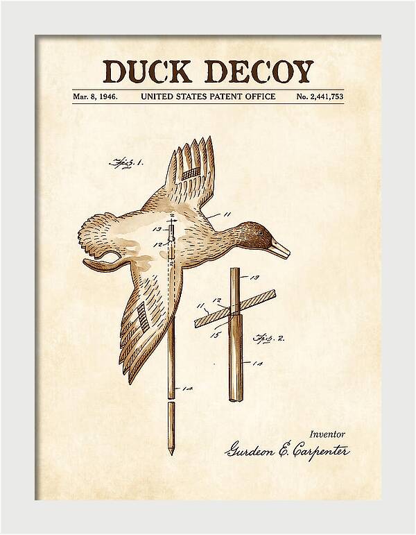 Flying Duck Decoy Watercolor Patent Us2441753a