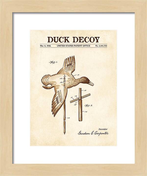 Flying Duck Decoy Watercolor Patent Us2441753a