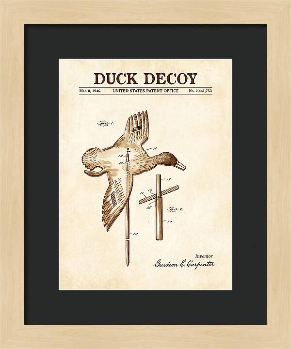 Flying Duck Decoy Watercolor Patent Us2441753a