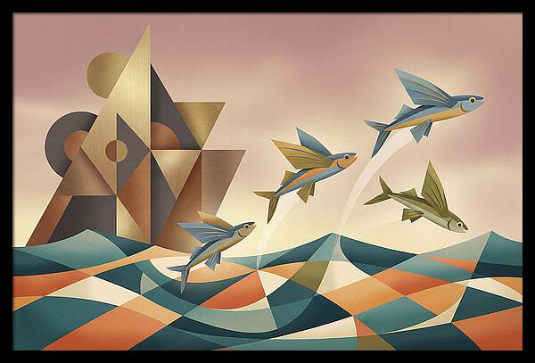 Flying Fish Leaping From Ocean