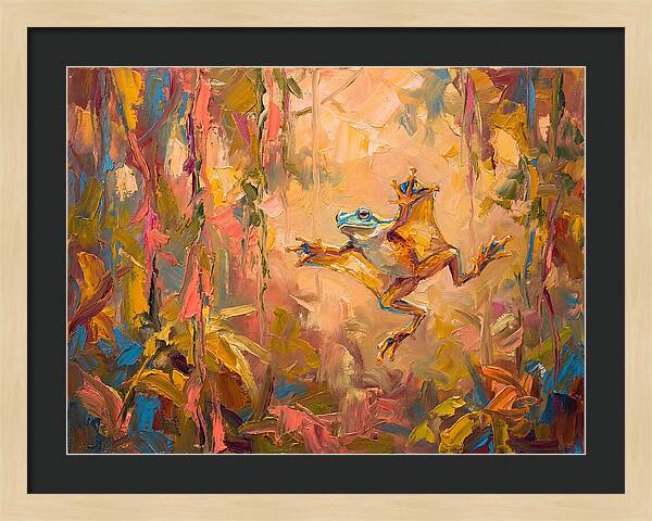 Flying Frog In A Colorful Jungle