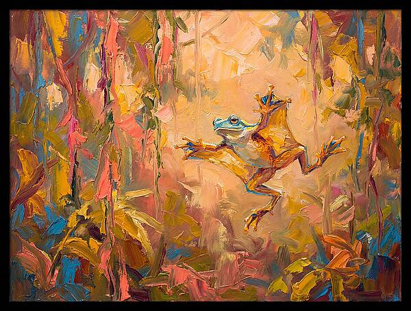 Flying Frog In A Colorful Jungle