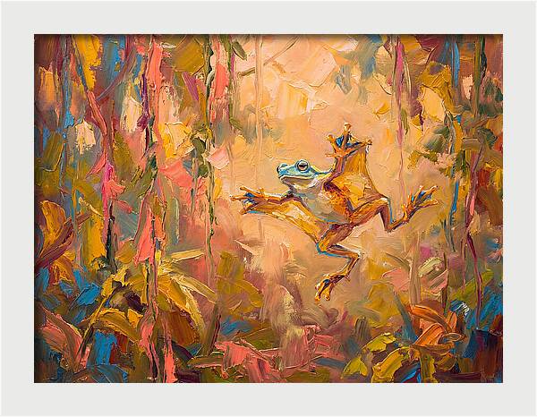 Flying Frog In A Colorful Jungle