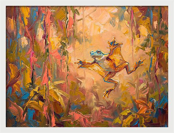 Flying Frog In A Colorful Jungle