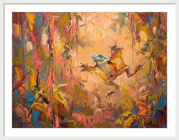 Flying Frog In A Colorful Jungle