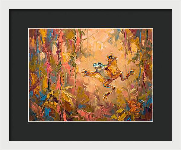 Flying Frog In A Colorful Jungle