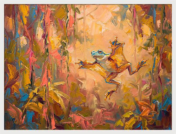 Flying Frog In A Colorful Jungle