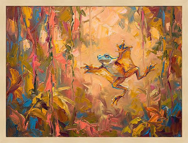 Flying Frog In A Colorful Jungle