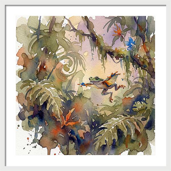Flying Frog In A Jungle