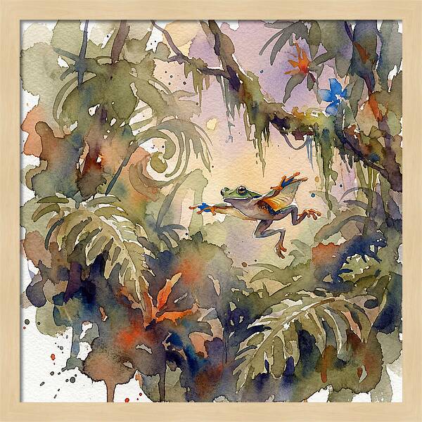 Flying Frog In A Jungle