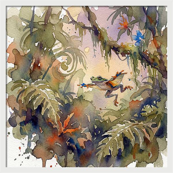 Flying Frog In A Jungle