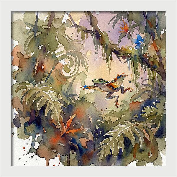 Flying Frog In A Jungle