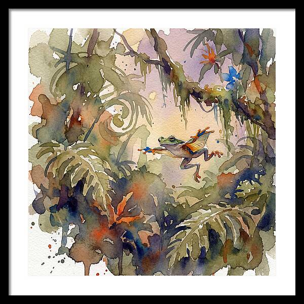 Flying Frog In A Jungle