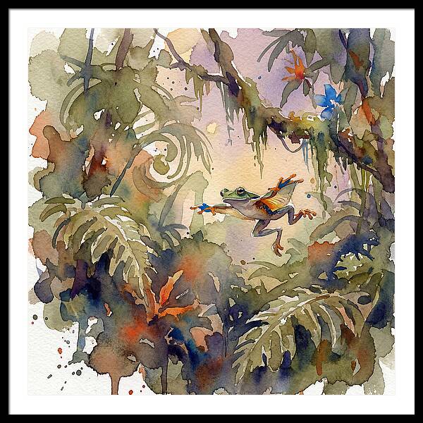Flying Frog In A Jungle