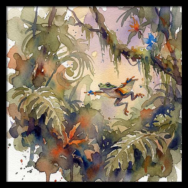 Flying Frog In A Jungle