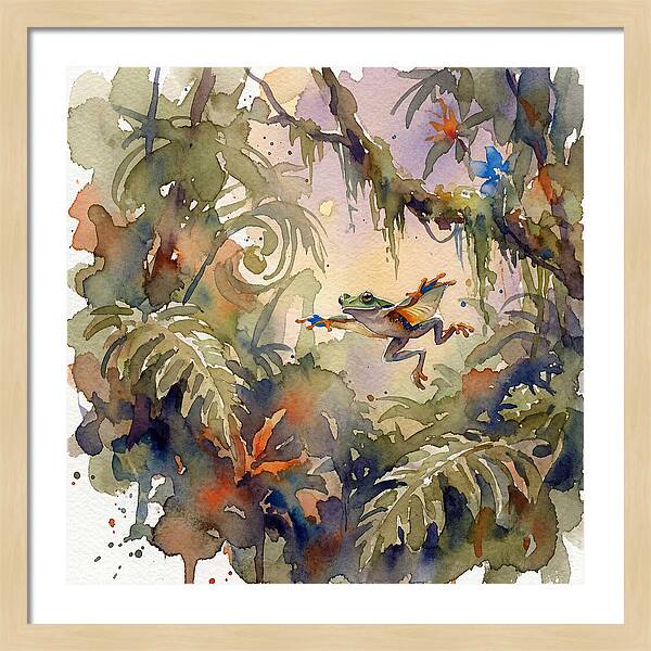 Flying Frog In A Jungle