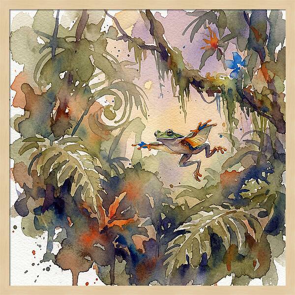 Flying Frog In A Jungle