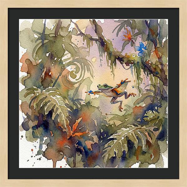 Flying Frog In A Jungle