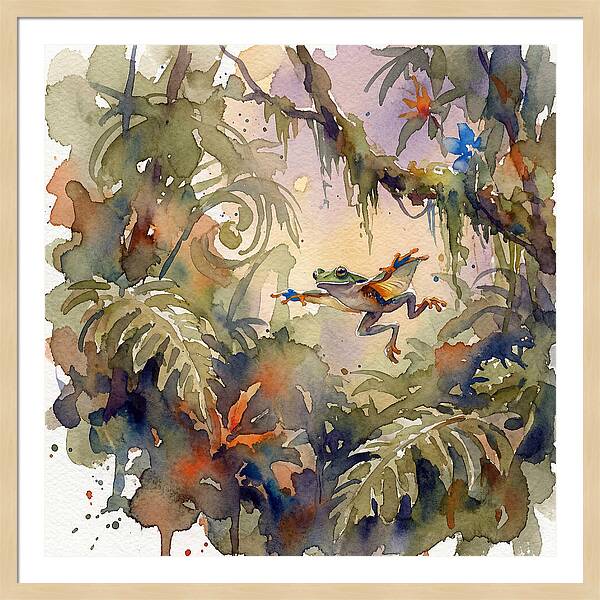 Flying Frog In A Jungle