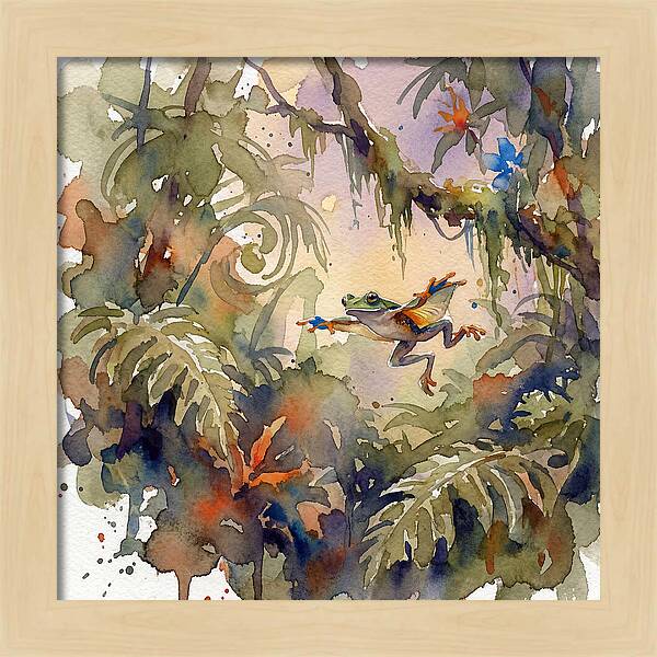 Flying Frog In A Jungle