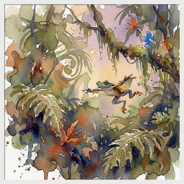 Flying Frog In A Jungle