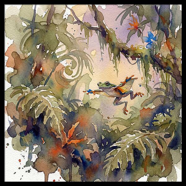 Flying Frog In A Jungle