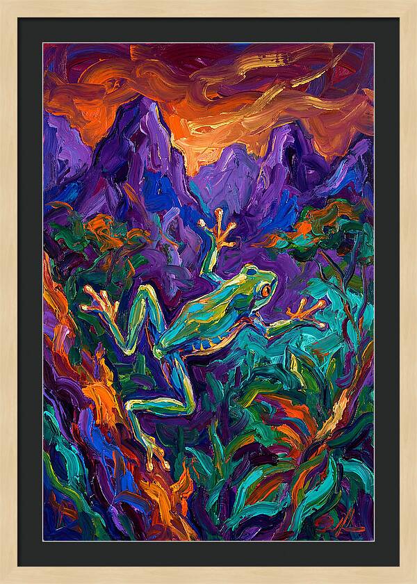 Flying Frog In Vibrant Landscape