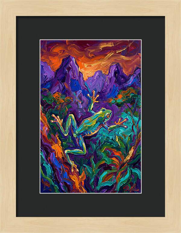 Flying Frog In Vibrant Landscape