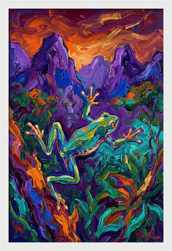 Flying Frog In Vibrant Landscape