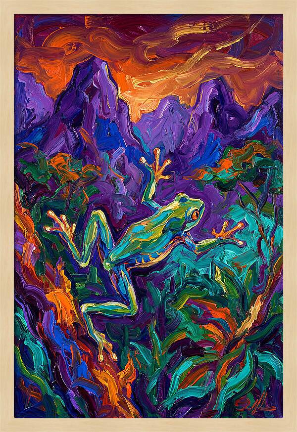 Flying Frog In Vibrant Landscape