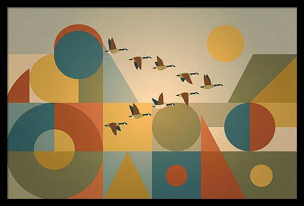Flying Geese Over Geometric Shapes