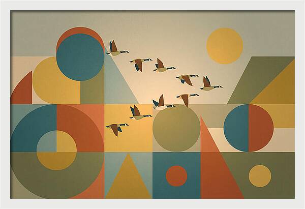 Flying Geese Over Geometric Shapes