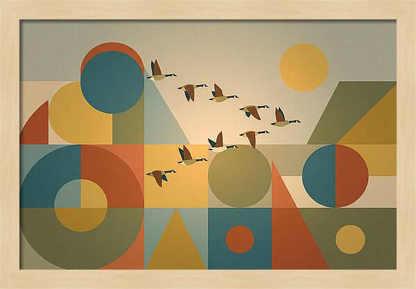 Flying Geese Over Geometric Shapes