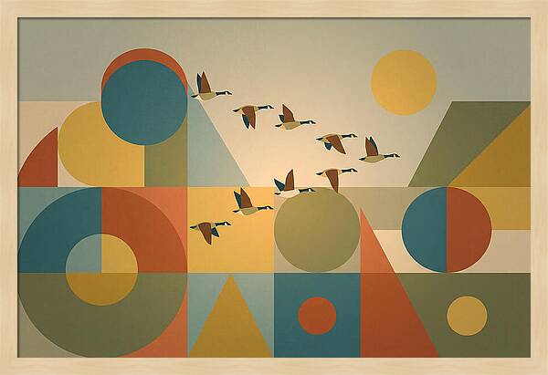 Flying Geese Over Geometric Shapes