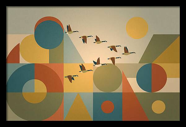 Flying Geese Over Geometric Shapes