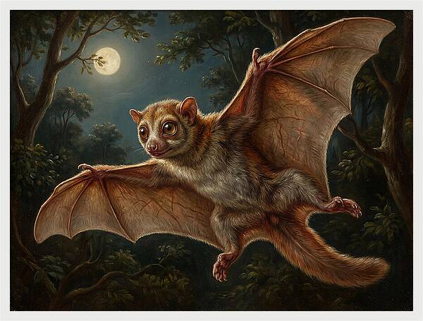 Flying Lemur Under Moonlight