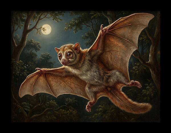 Flying Lemur Under Moonlight
