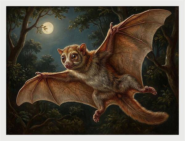Flying Lemur Under Moonlight