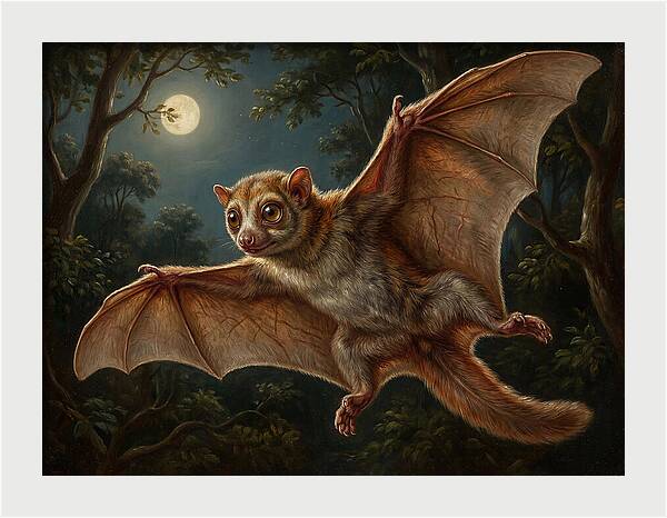 Flying Lemur Under Moonlight